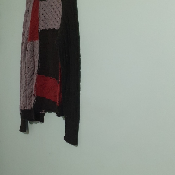 Fisherman Patchwork Chunky Wool Sweater Aran-Donegal Cable Knit WinterFall Green - Picture 3 of 4